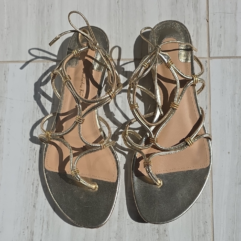 Salvatore Ferragamo Gold Detail Sandals Size 10c
